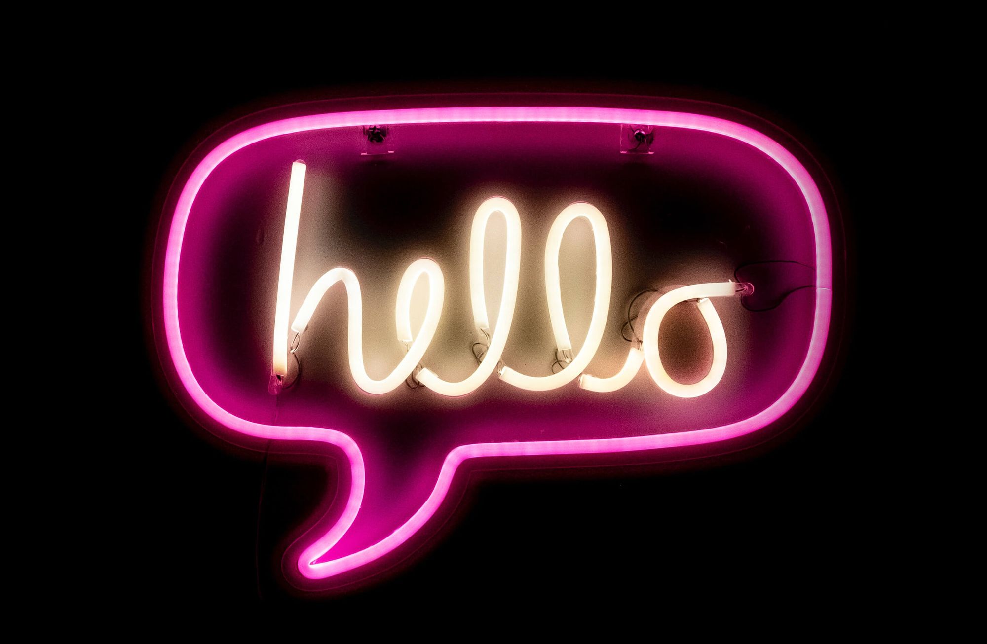 Neon hello speech bubble